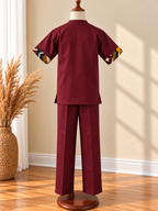 AXIS - Ensemble pantalon enfant, coloris bordeaux, vue de dos