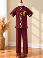 AXIS - Ensemble pantalon enfant, coloris bordeaux, vue de face