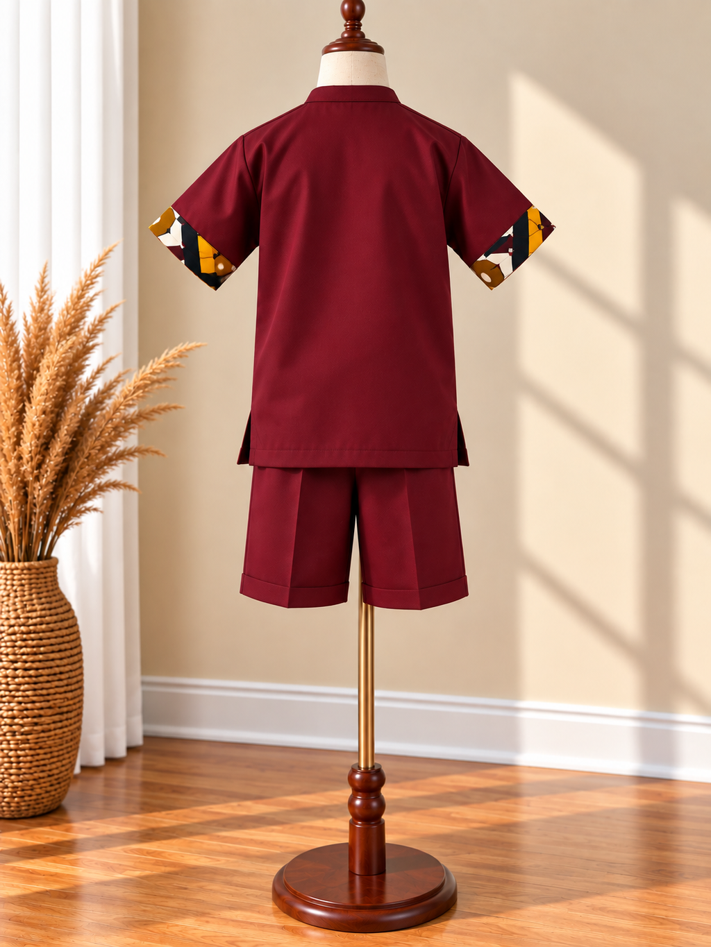 AXIS - Ensemble short enfant, coloris bordeaux, vue de dos