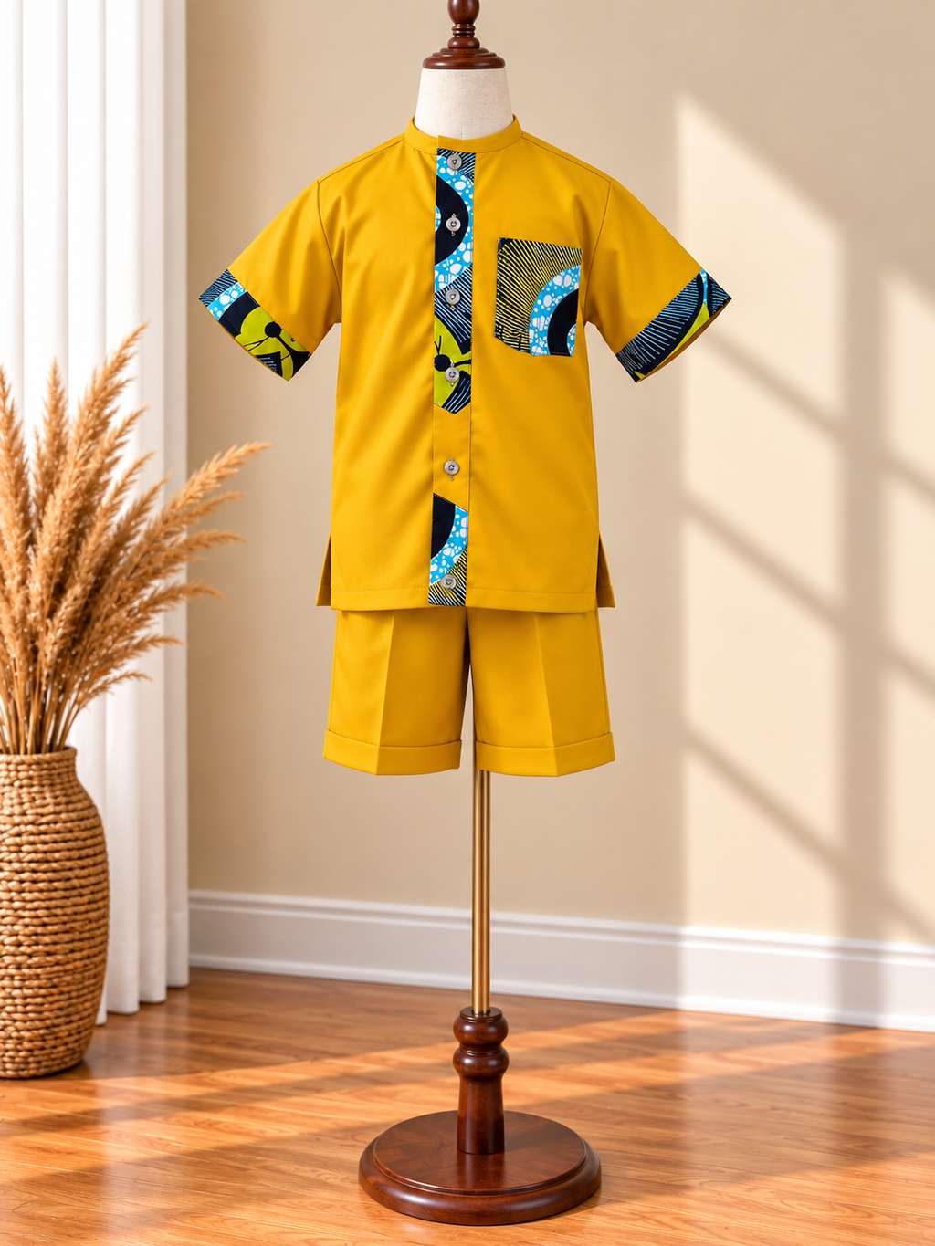 AXIS - Ensemble short enfant, coloris moutarde, vue de face