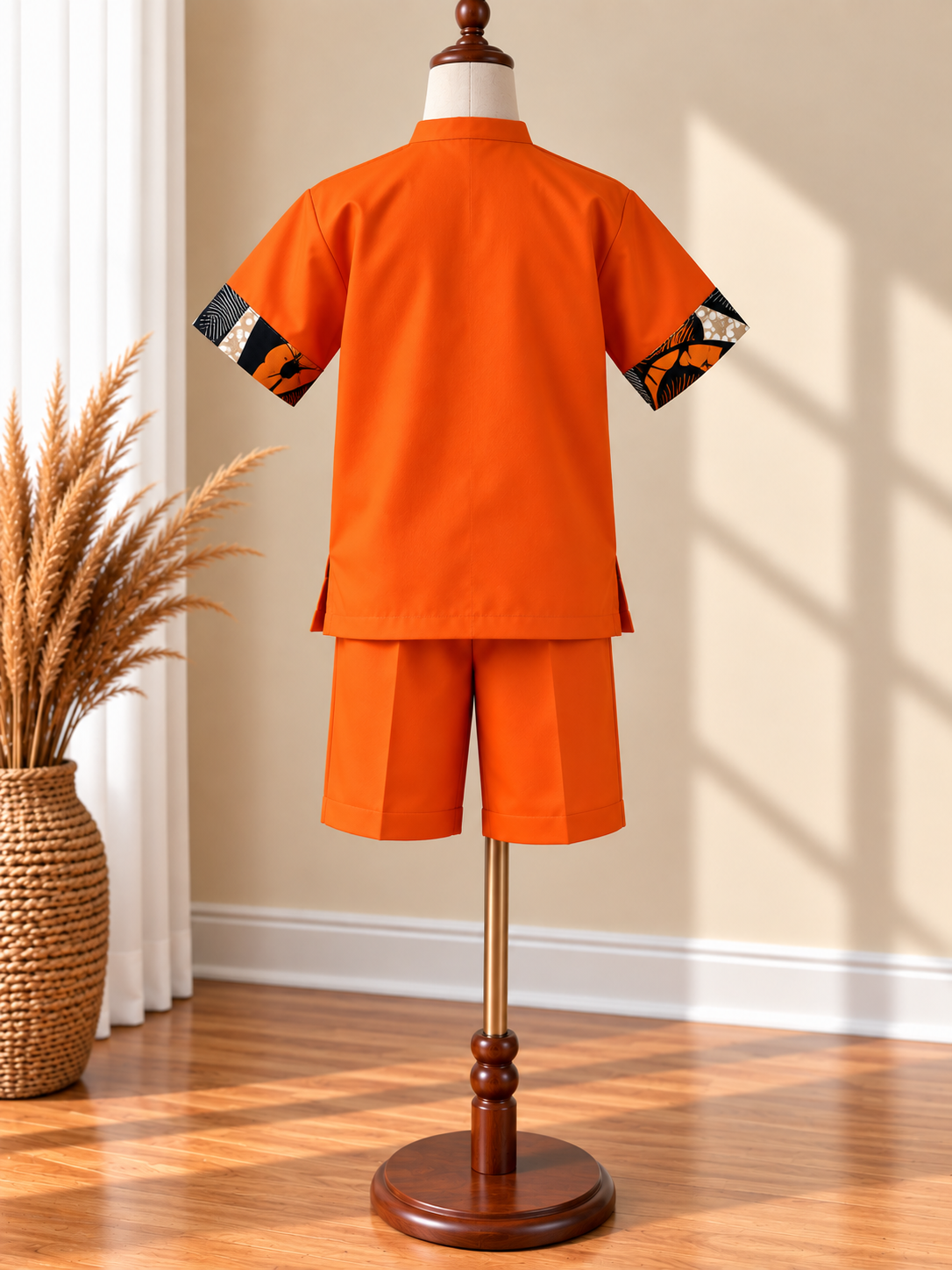 AXIS - Ensemble short enfant, coloris orange, vue de dos