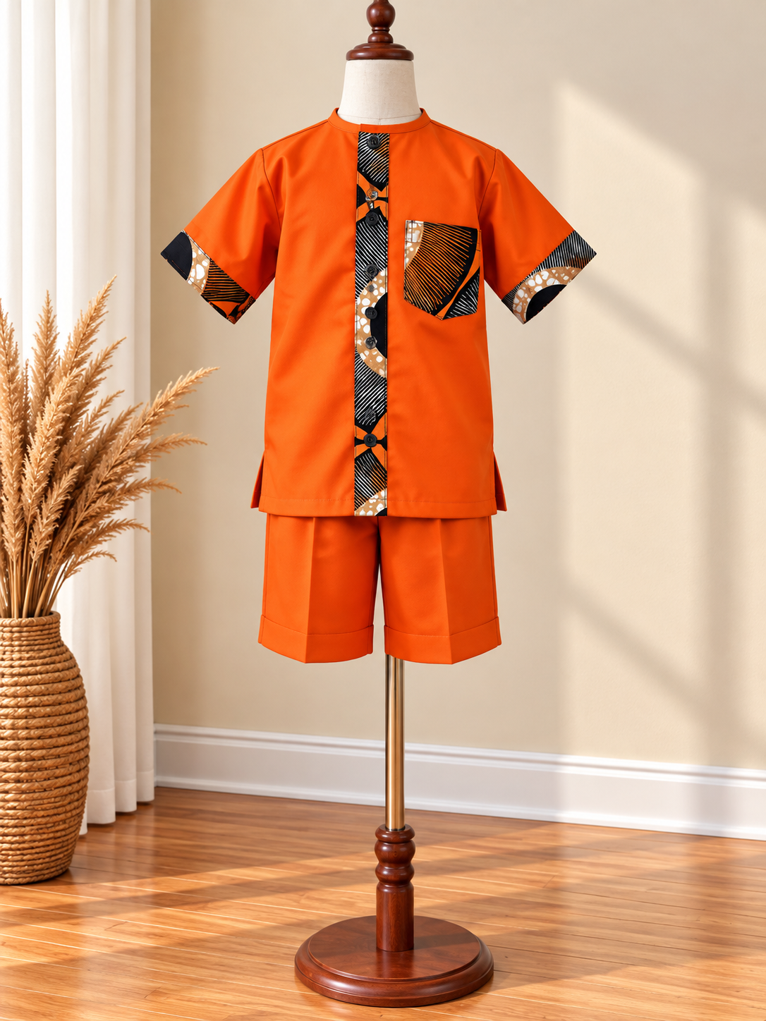 AXIS - Ensemble short enfant, coloris orange, vue de face