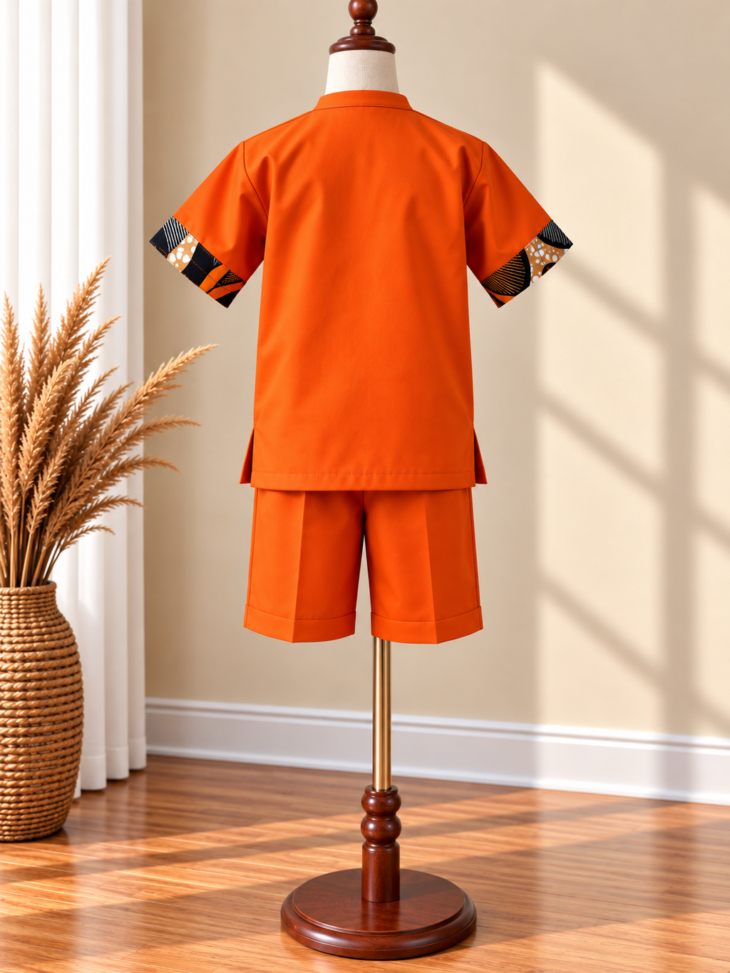 DUALITY - Ensemble short enfant, coloris orange, vue de dos