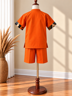 DUALITY - Ensemble short enfant, coloris orange, vue de dos