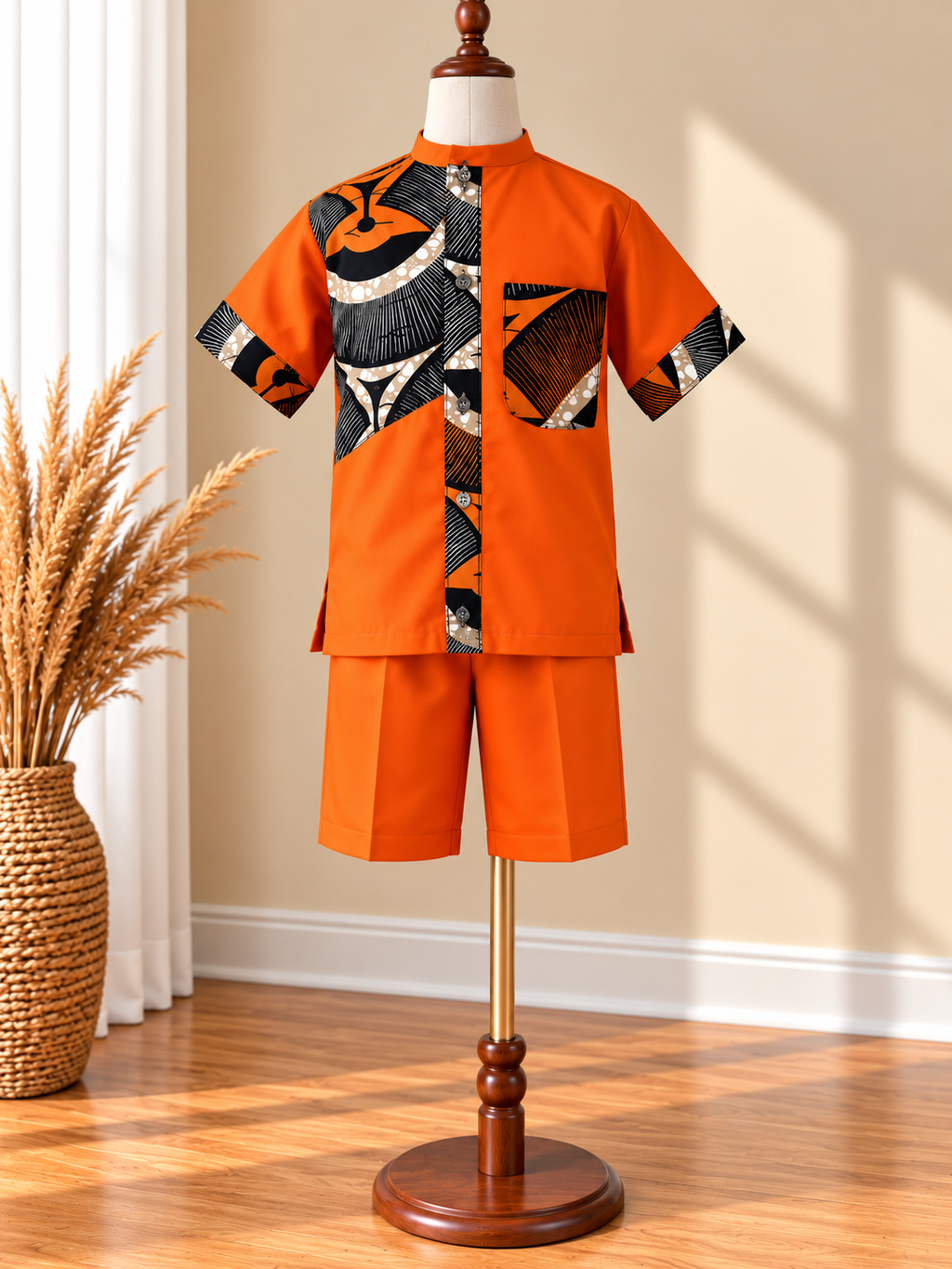 DUALITY - Ensemble short enfant, coloris orange, vue de face