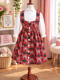 LITTLE DREAMER - Robe chasuble enfant en wax, coloris rouge, vue de face
