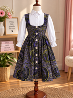 LITTLE DREAMER - Robe chasuble enfant en wax, coloris violet, vue de face